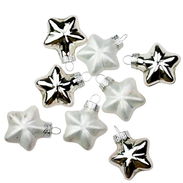 Silver Glass Stars - 8 x 40mm