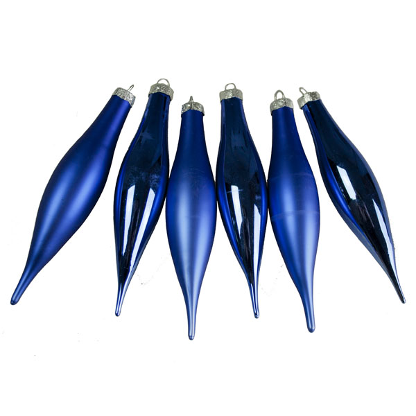 Cobalt Blue Glass Icicle Hangers - 6 x 15cm
