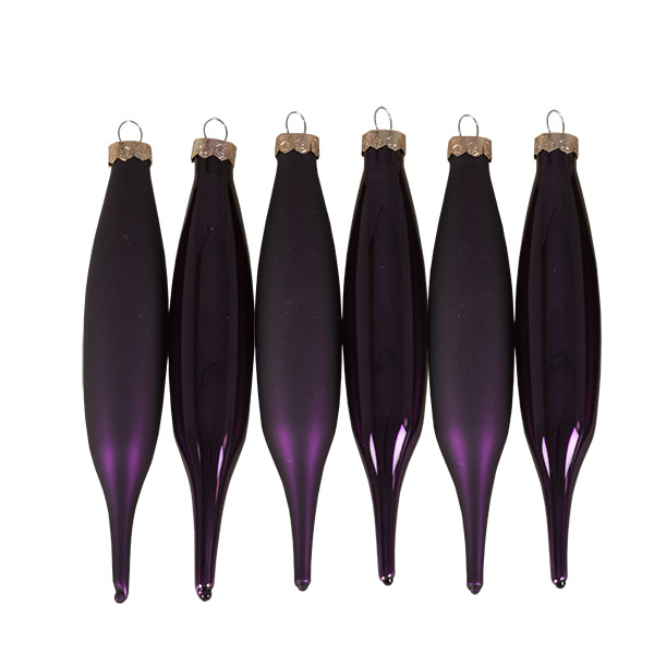 Purple Glass Icicle Hangers - 6 x 15cm
