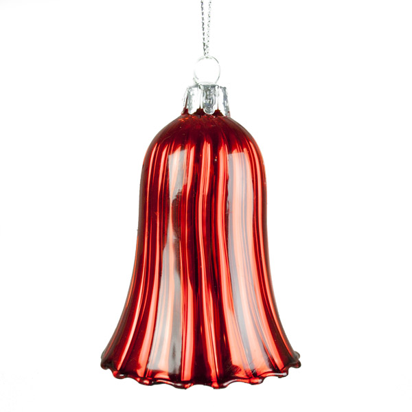 Gisela Graham Red Glass Bell Hanging Decoration - 9cm