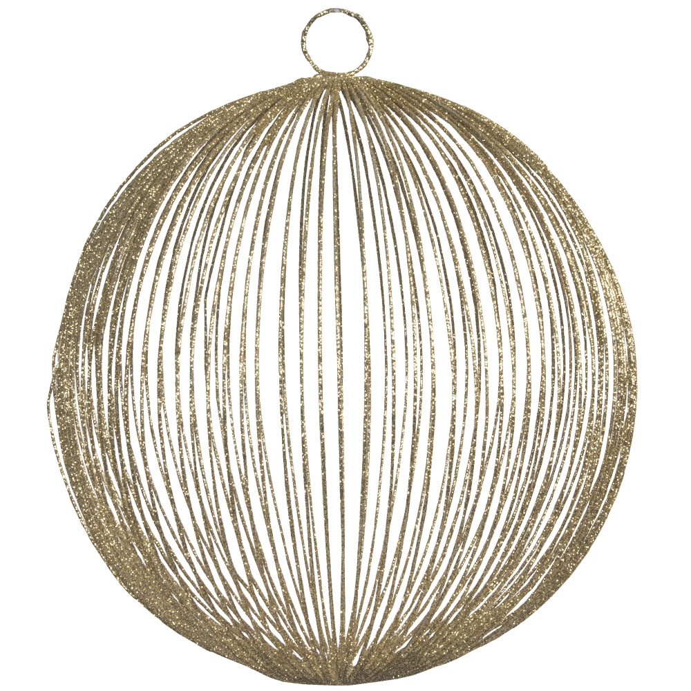 Gold Delicate Metal Mesh Bauble With Glitter Detail - 150mm