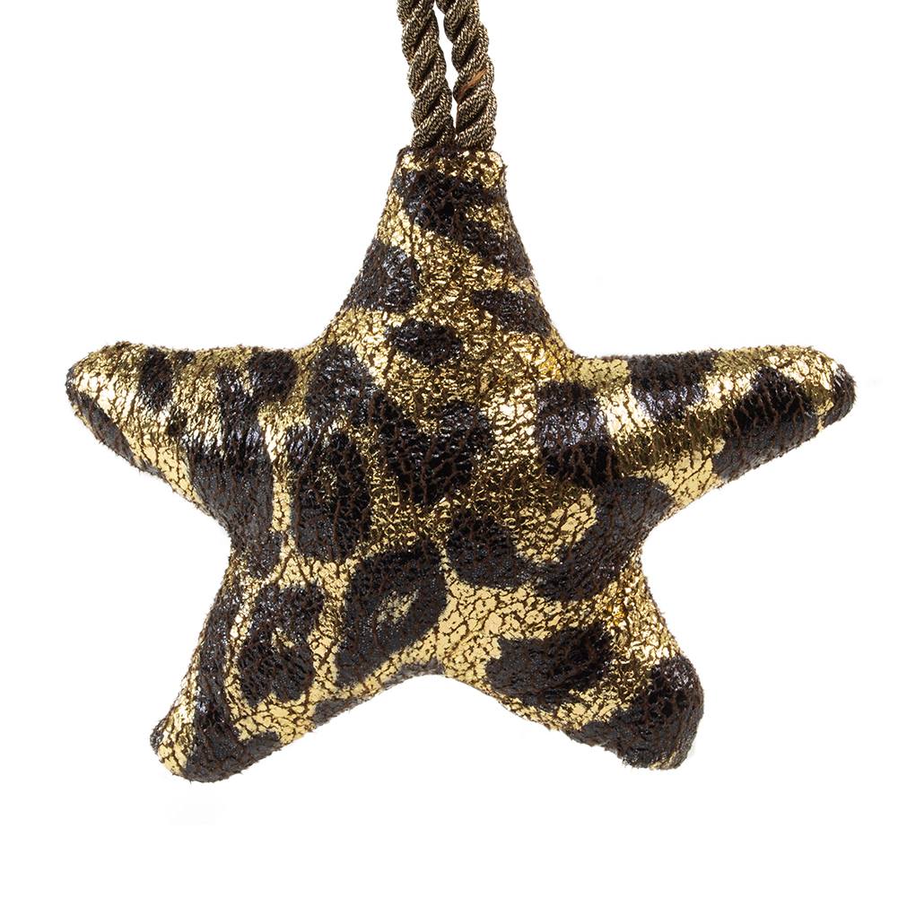 Leopard Print Fabric Star Hanging Decoration - 13cm