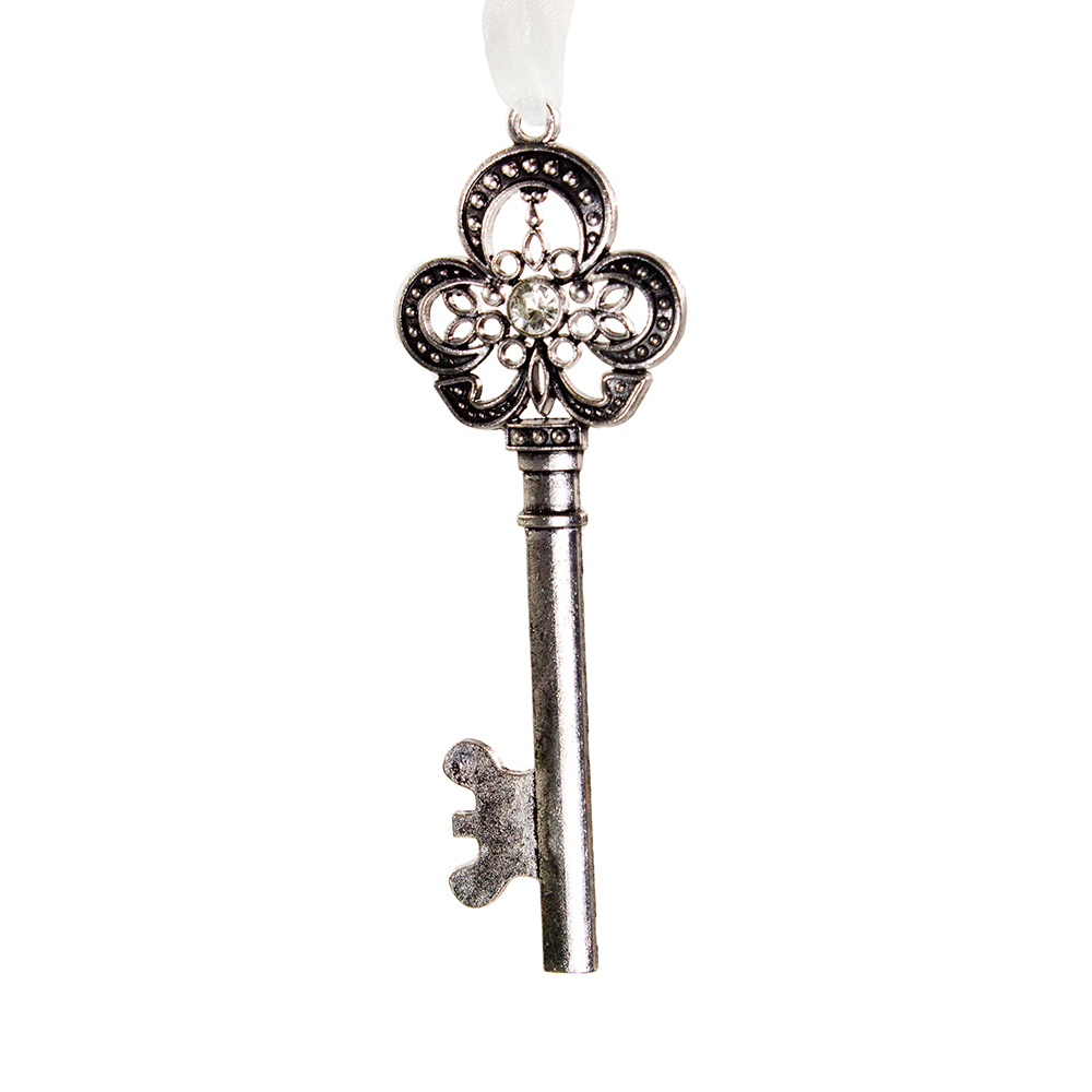 Silver Key Hanging Decoration With Diamond - Design 2