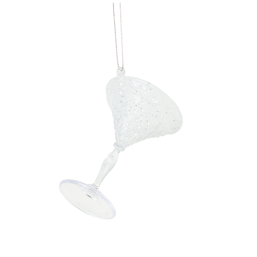 Acrylic Cocktail Glass Hanging Decoration With Frosted Finish - 10cm