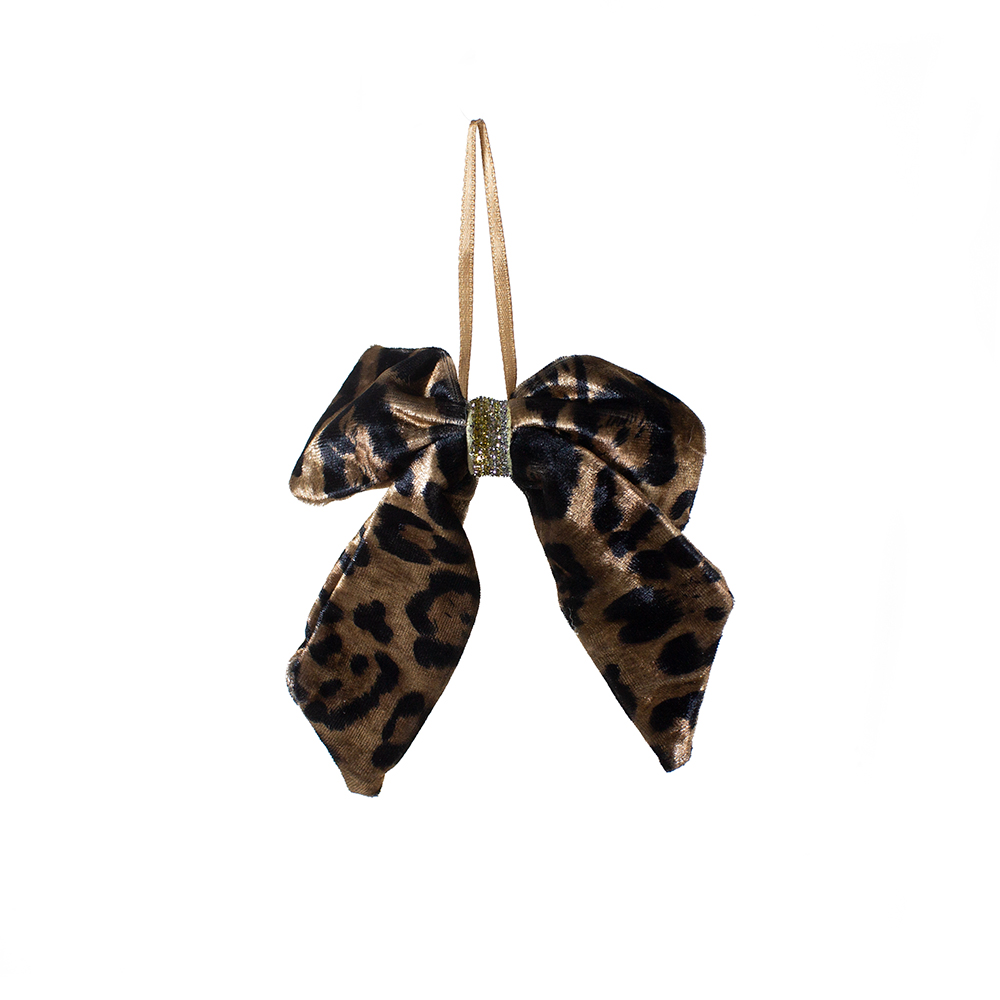 Leopard Print Hanging Decoration - 12cm Bow
