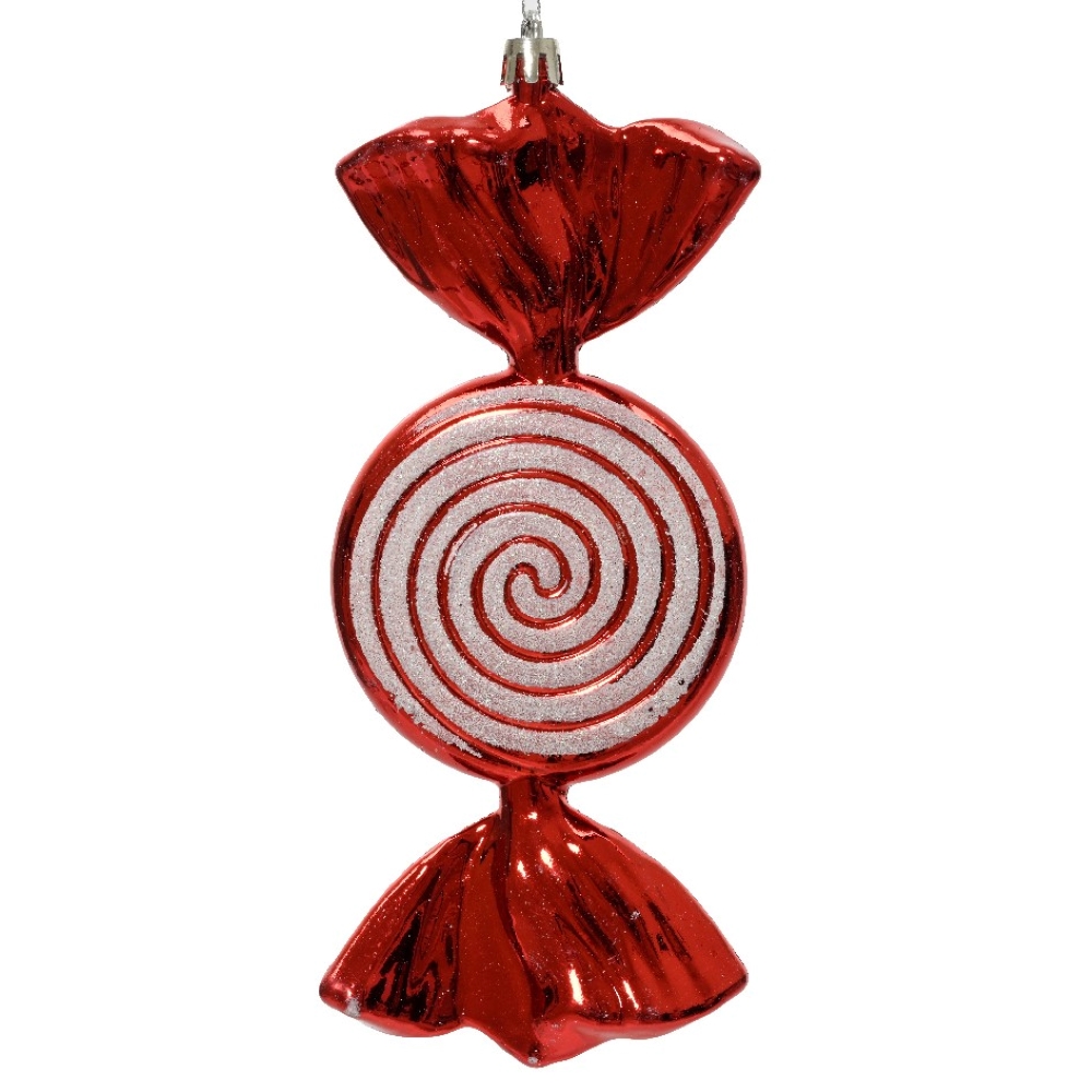 Red & White Candy With Shiny & Glitter Finish - 180mm