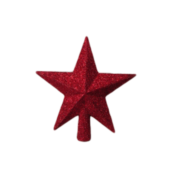 Christmas Red Shatterproof Tree Top Glitter Star - 19cm