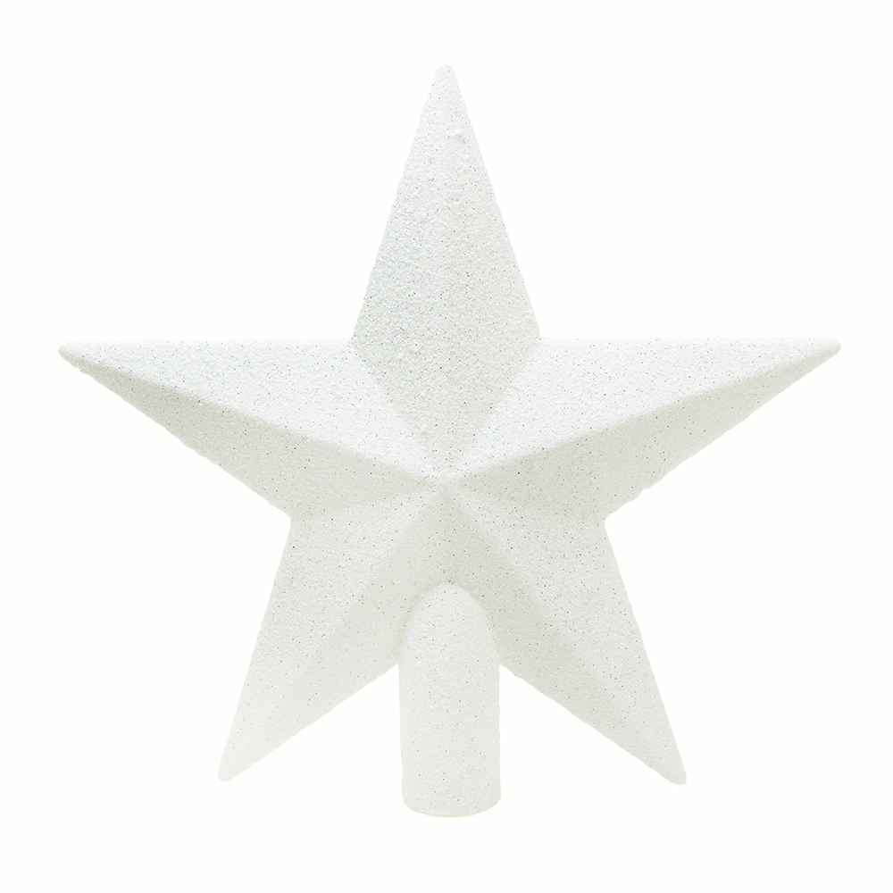 Winter White Shatterproof Tree Top Glitter Star - 19cm