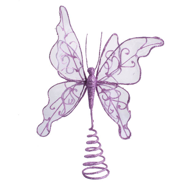Gilt Wired Purple Tree Top Butterfly - 22cm
