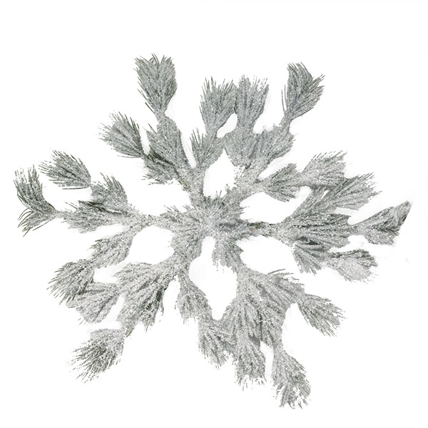 Frosted Green Foliage Snowflake Wreath - 36cm