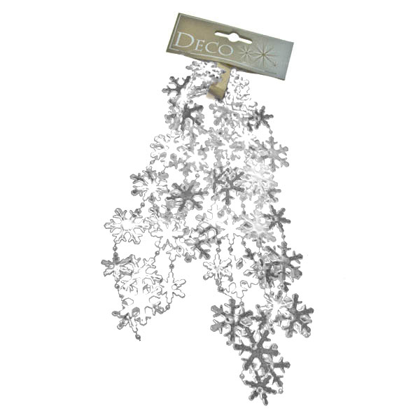 Winter White Plastic Bead Snowflake Garland - 2.7m