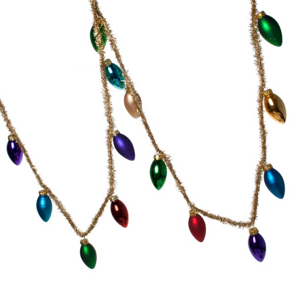 Gisela Graham Gold Tinsel Garland With Multicoloured Cone Shape Baubles - 1.45m