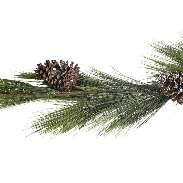 Snow Sprinkled Green Garland With Pinecones - 150cm