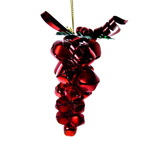 Red Jingle Bell Grape Cluster Hanging Decoration - 10cm