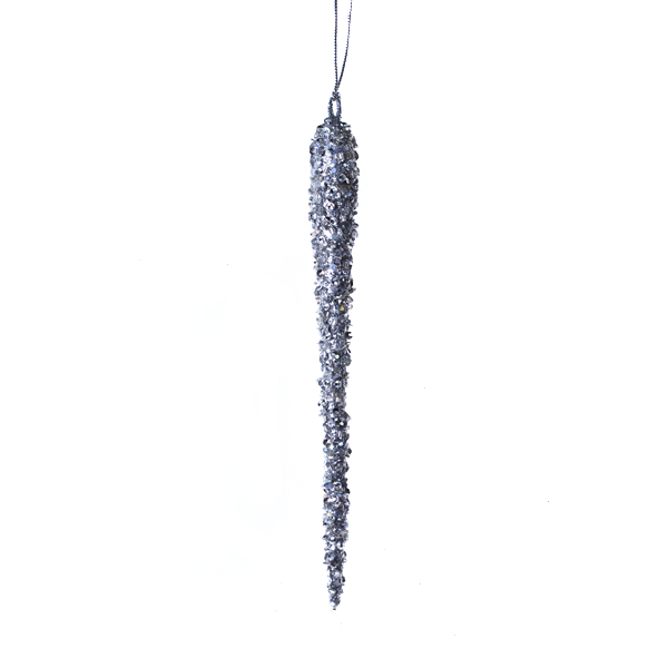 Silver Glitter Icicle Hanging Decoration - 60cm