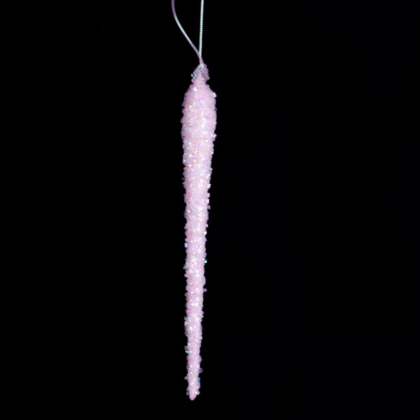White Iridescent Glitter Icicle Hanging Decoration - 20cm
