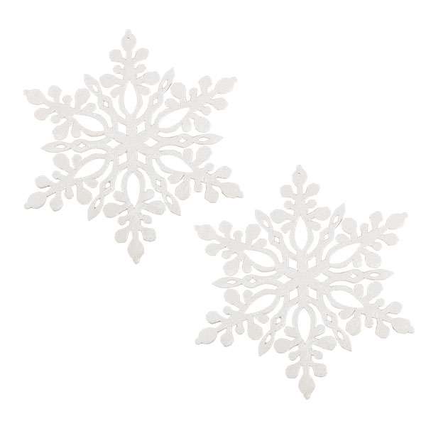 White Wooden Snowflake Flower Hanging Decoration - 25cm