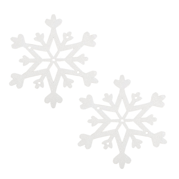 White Wooden Snowflake Star Hanging Decoration - 25cm