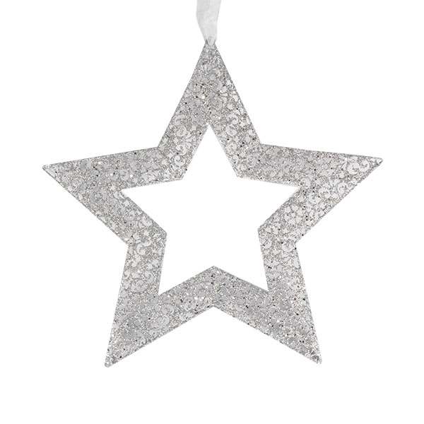 Silver Fretwork Star Silhouette Hanging Decoration - 40cm