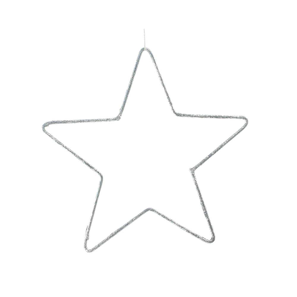 Silver Metal Star Silhouette Hanging Decoration - 15cm