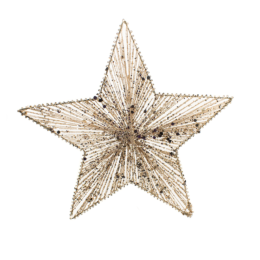Gold Metal & Wire Glitter Display Star - 30cm