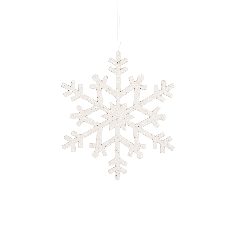 Glitter Wooden Snowflake Hanging Decoration - 12cm