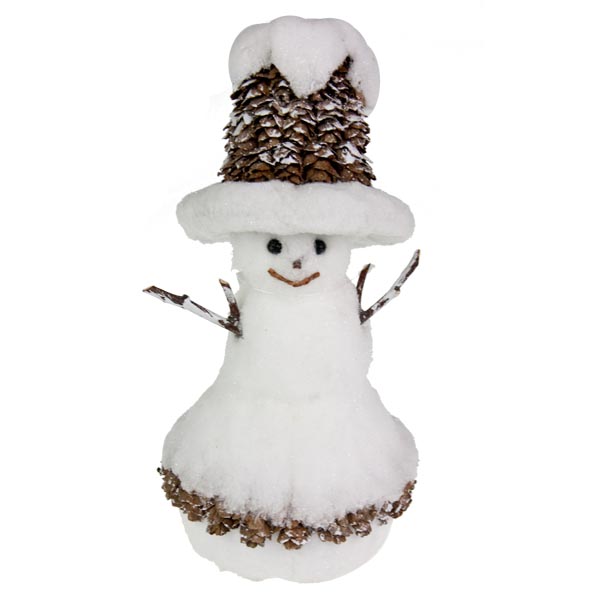 White Sparkle & Cone Snowman Ornament - 23cm