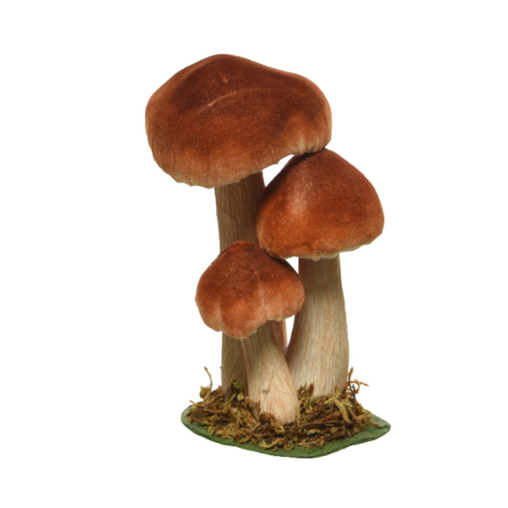 Brown Mushroom With Grass 17cm