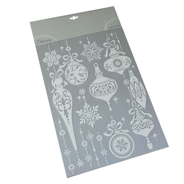 White Glittering Snowflake & Bauble Wall Stickers