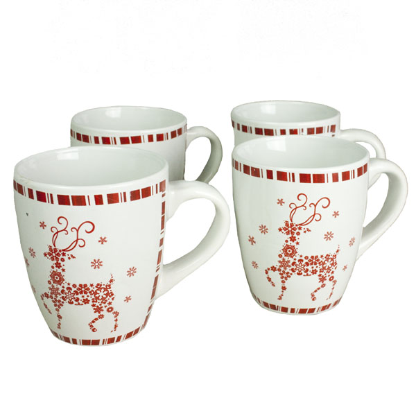 Snowflake Reindeer Mugs - 4 Set