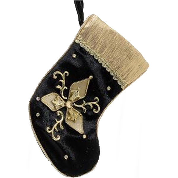 Black And Gold Decorated Stocking - 20cm