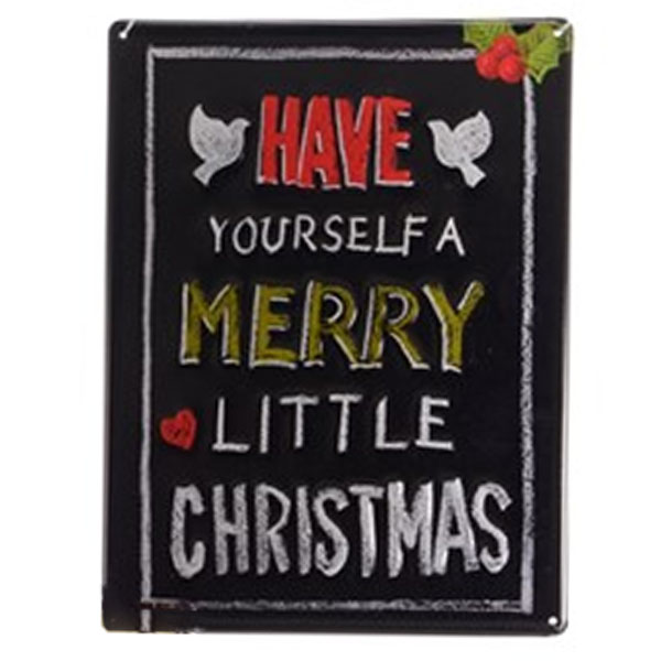 Black ''Have Yourself A Merry Little Christmas'' Metal Wall Sign - 30cm X 40cm