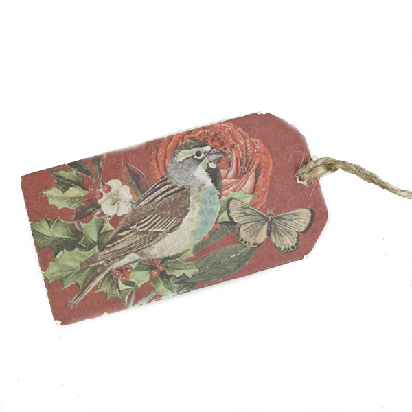 Gisela Graham Forest Whispers Red Wooden Gift Tag