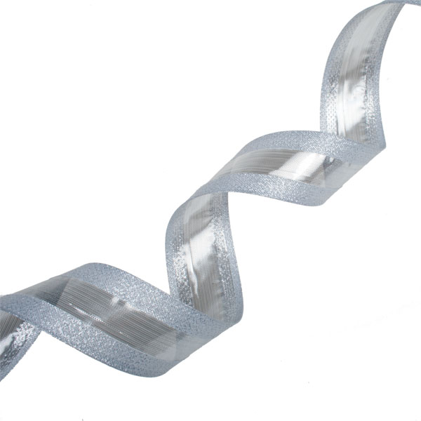 Silver Frosted Edge Wired Ribbon - 15m x 38mm
