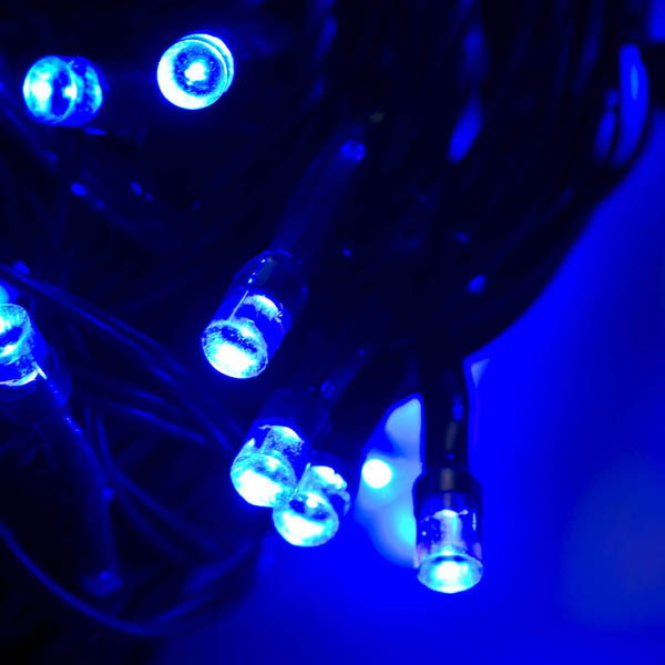 12m Length Of 120 Blue Multi Action Outdoor Premier Supabrights LED Fairy Lights Green Cable