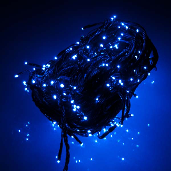 13.5m Length Of 180 Indoor And Outdoor Blue LED Multiaction Fairy Lights Black Cable