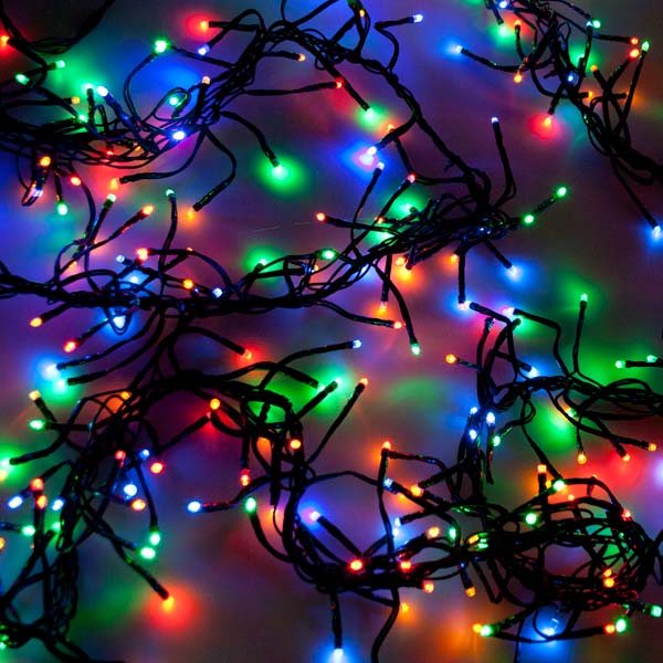Premier 9.3m Length Of 720 Multiaction Multicoloured Outdoor LED Cluster Fairy Lights Green Cable