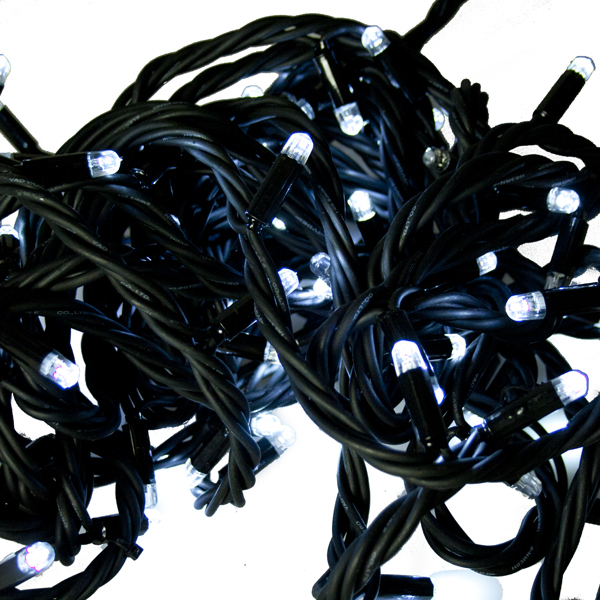 Festilight 10m Length Of 100 Indoor & Outdoor Connectable Flashing White LED String Lights On Black Rubber Cable