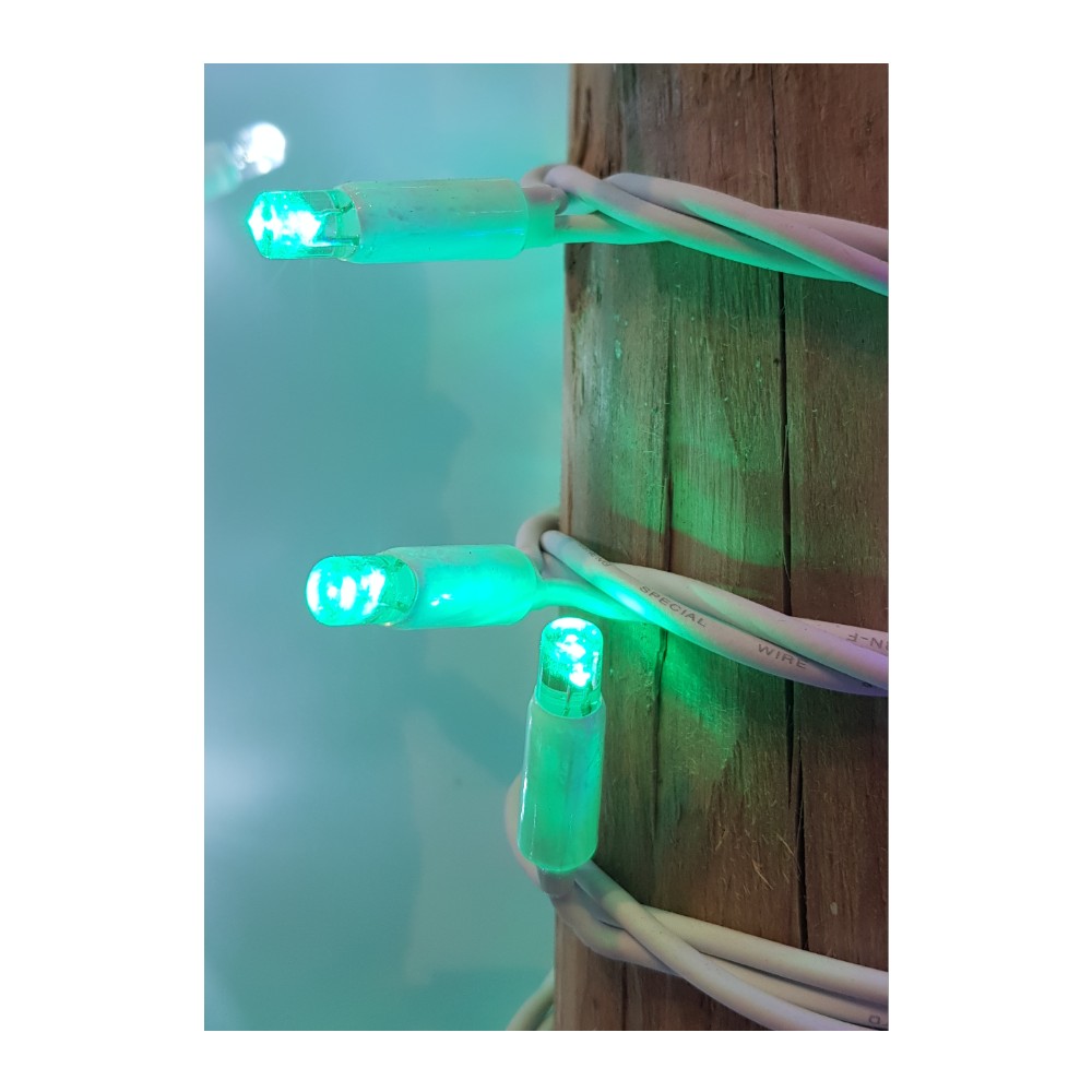 Idolight 230v LED STRING Light - Green - 4m White Cable - Static