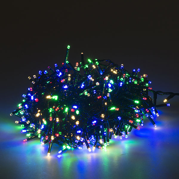 500 Multi Coloured Multi Action Outdoor Treebrights LED Fairy Lights On Green Cable