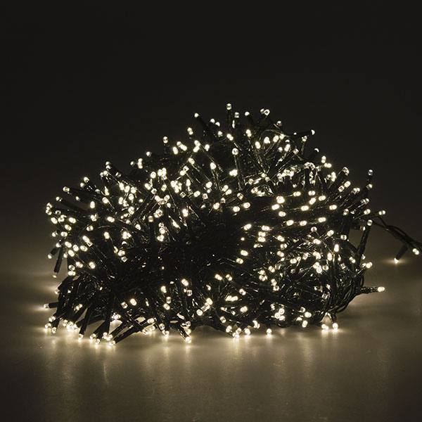 1000 Warm White Multi Action Outdoor Treebrights LED Fairy Lights On Green Cable
