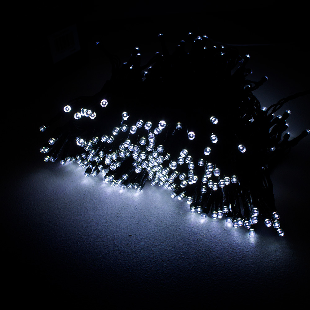 Premier 80m Of 1000 White Supabright Multi Action LED Fairy Lights With Timer On Green Cable