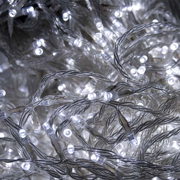 23.8m Length Of 960 White Outdoor LED Fairy Light Snowing Icicles Transparent Cable