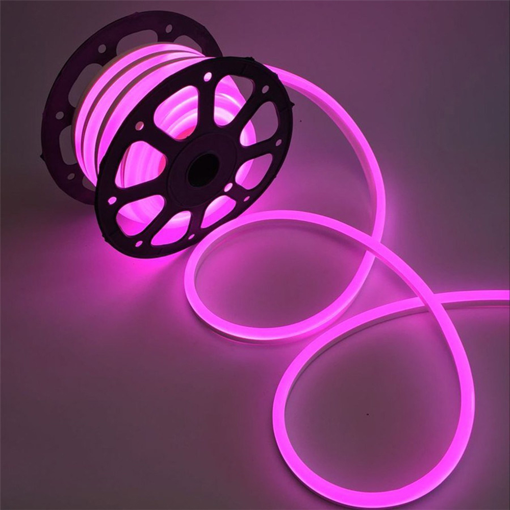 Idolight 24v LED NEON FLEX ROPE Light - Pink LED - 20m Transparent Cable - Static
