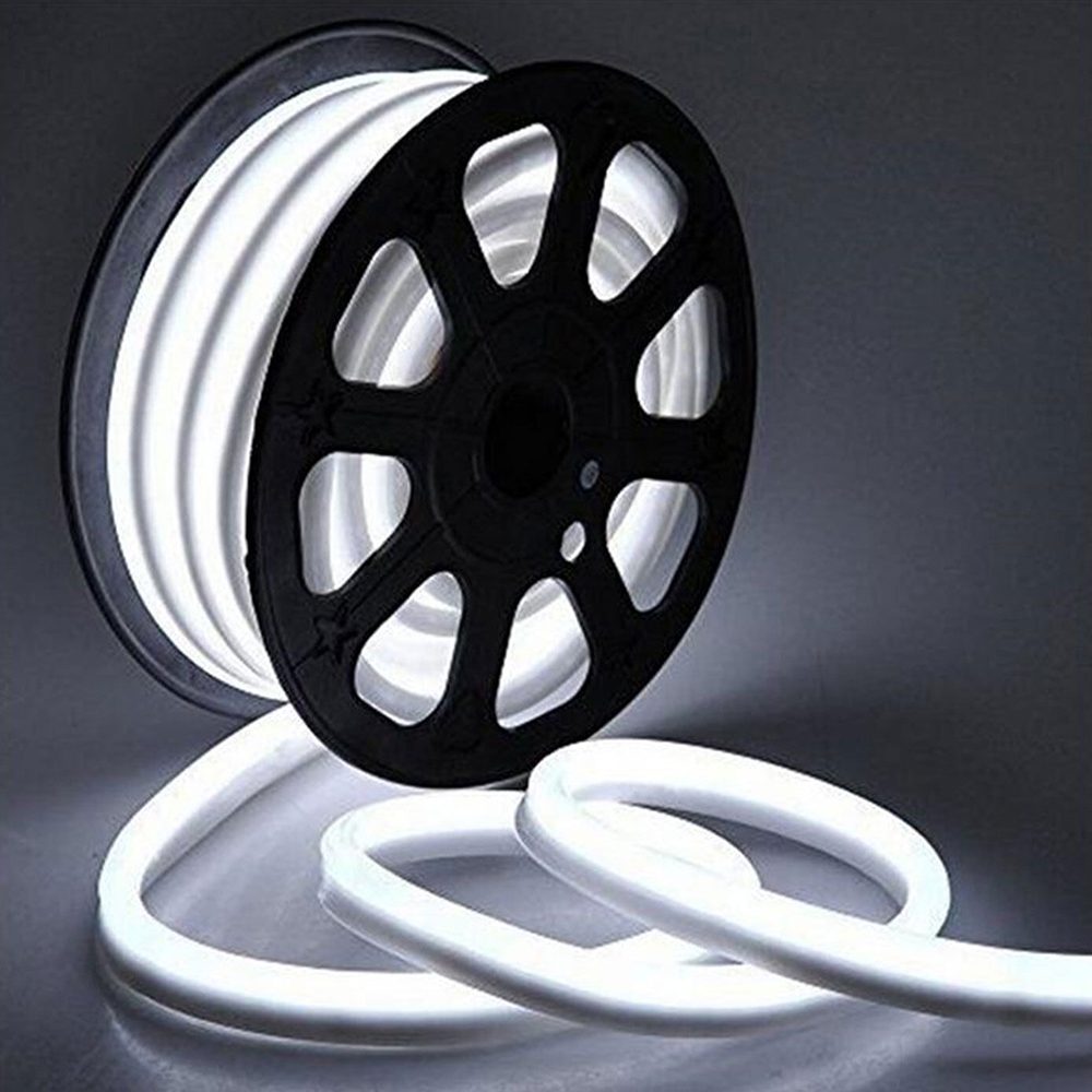 Idolight 24v LED NEON FLEX ROPE Light - White LED - 20m Transparent Cable - Static