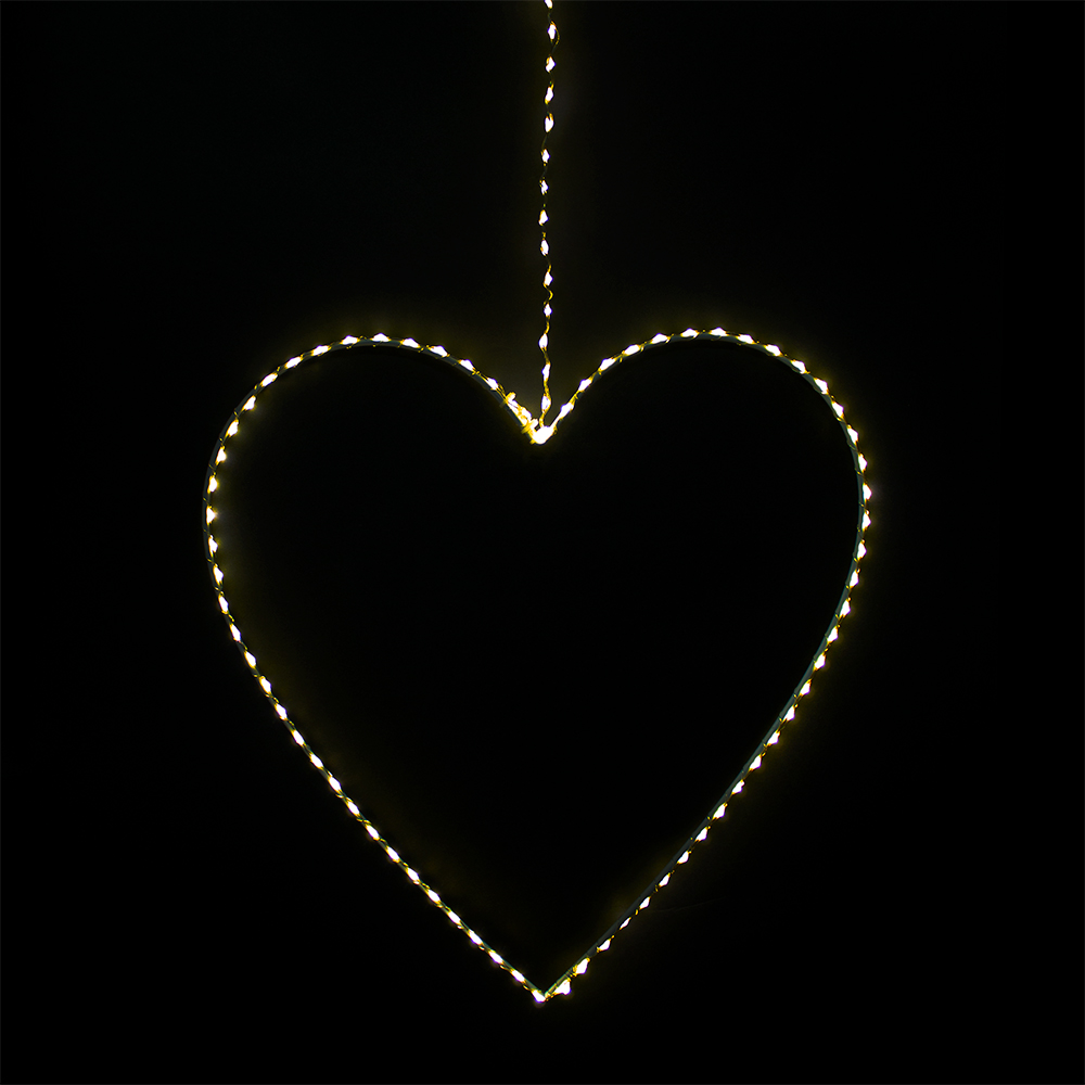Indoor & Outdoor Warm White Micro LED 2D Lit Heart Silhouette - 38cm
