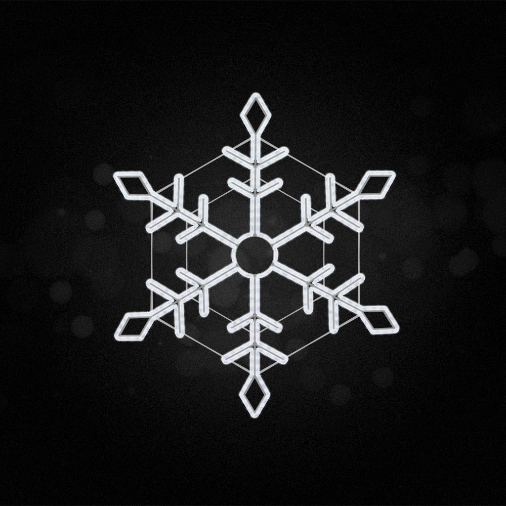 Idolight 230v LED PLATINUM 2D Snowflake with Warm White Rope Light - 80cm x 90cm