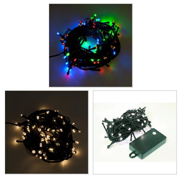 Noma Indoor & Outdoor Multi Effect Battery Operated LED Fairy Lights With Timer - Green Cable