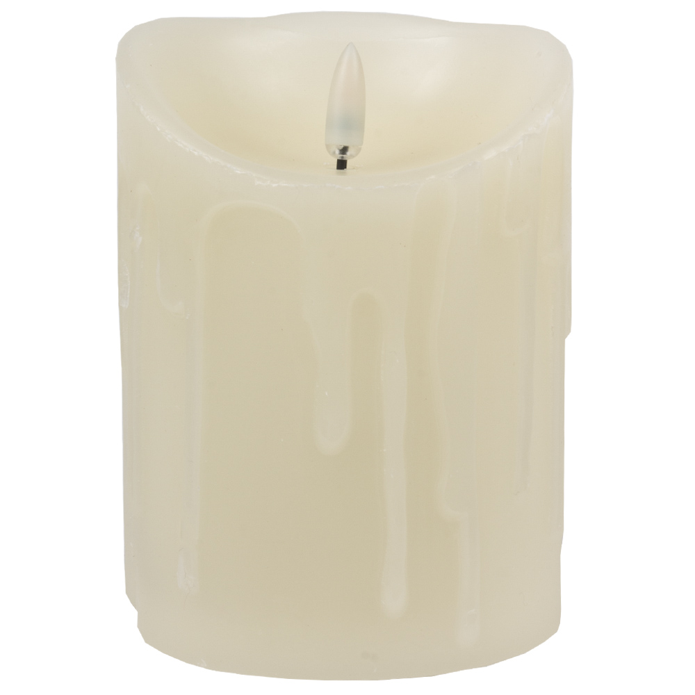 Battery Operated LED Dancing Flame Cream Candle - 13cm x 9cm