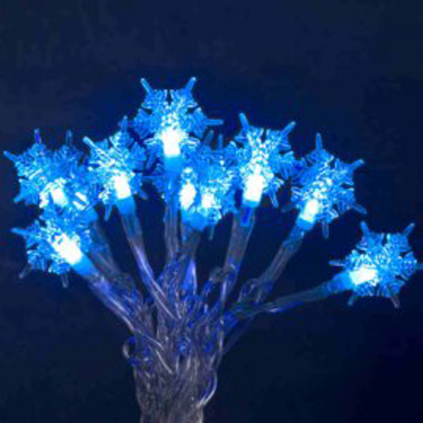 Konstsmide 1.7m Length Of 10 Blue Indoor Static Battery Operated LED Snowflake Fairy Lights Black Cable